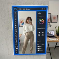 Зеркало декоративное c принтом Photoshop( Фотошоп) для селфи и фотозоны 