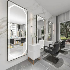 Зеркало в полный рост в чёрной раме с закругленными углами с LED подсветкой Александр 
